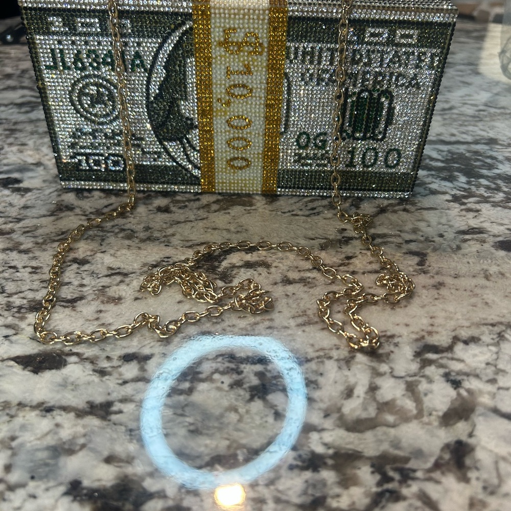 Crystal Embellished Money Clutch with crossbody chain NWOT - Picture 12 of 14